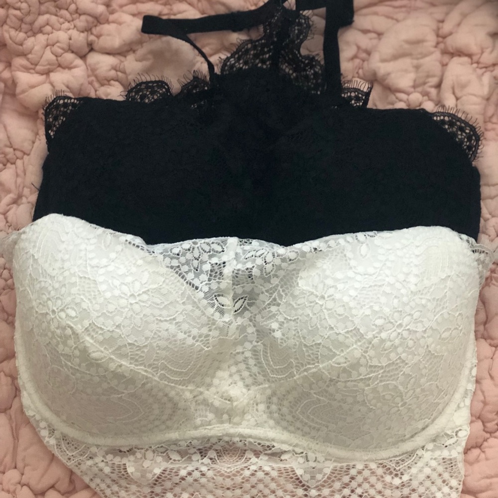 Lace trim racer back bralette pair